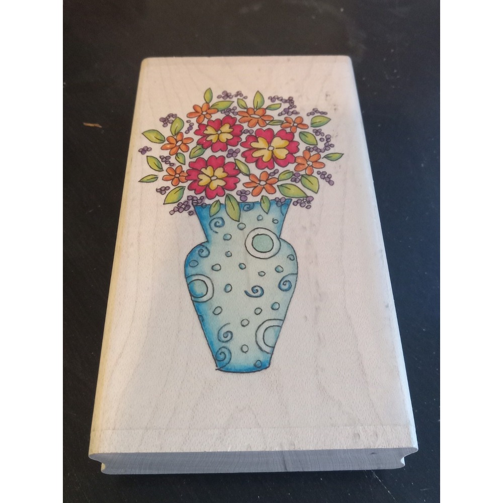 Whipper Snapper Designs Rubber Stamp Mosaic Flower Vase Grannycore Card Making